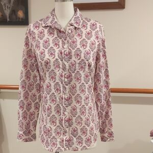 J. Crew Factory Pink and White Button Down Shirt